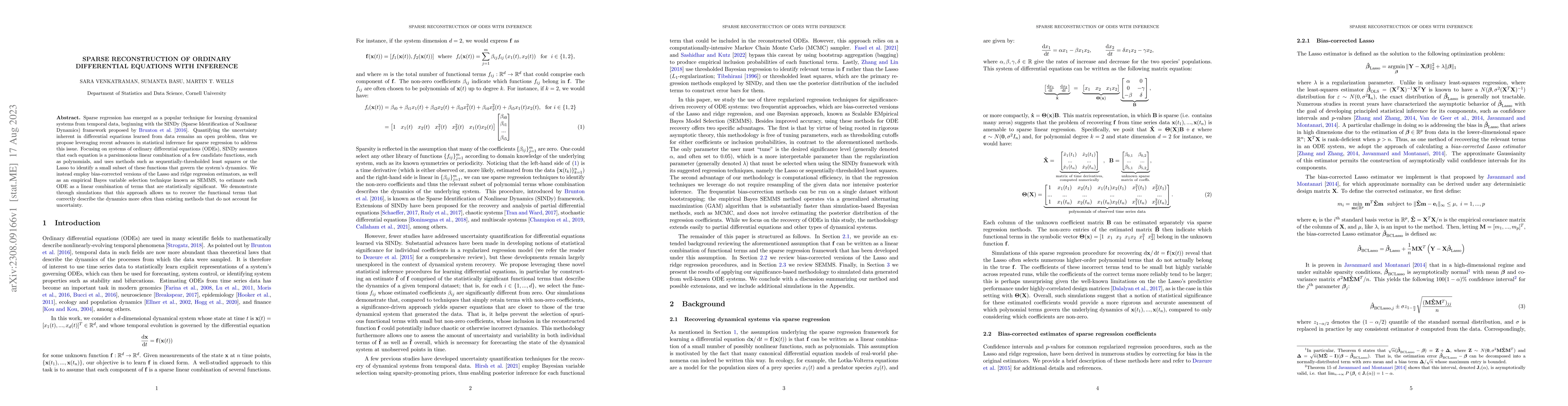 Thumbnail for Sparse reconstruction of ordinary differential equations with inference