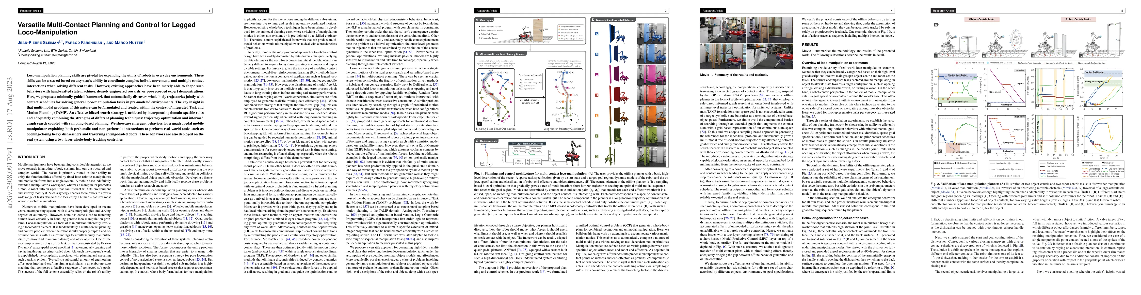 Thumbnail for Versatile Multi-Contact Planning and Control for Legged
  Loco-Manipulation