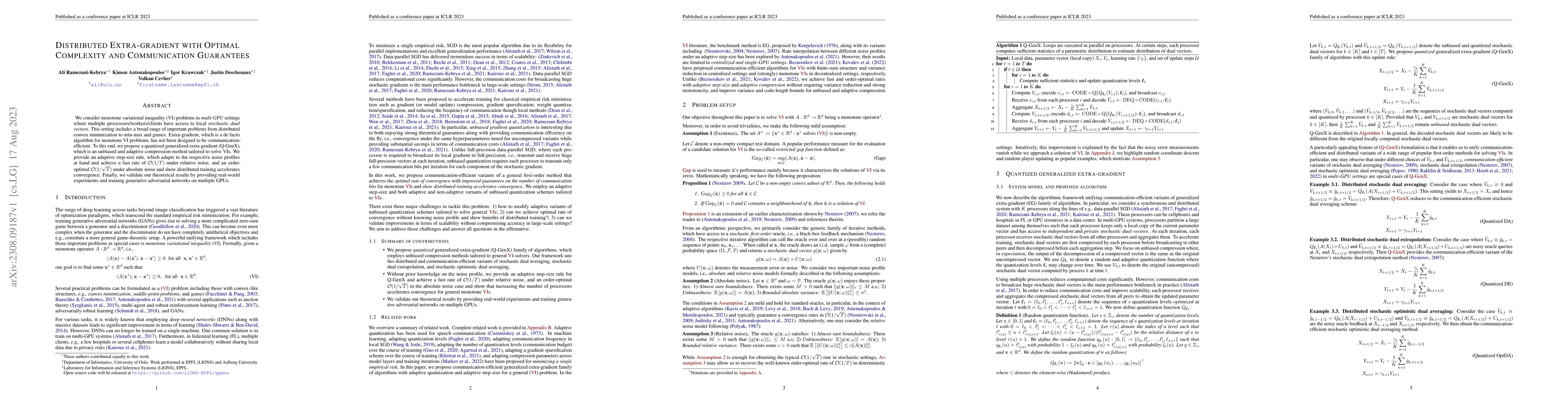 Thumbnail for Distributed Extra-gradient with Optimal Complexity and Communication
  Guarantees