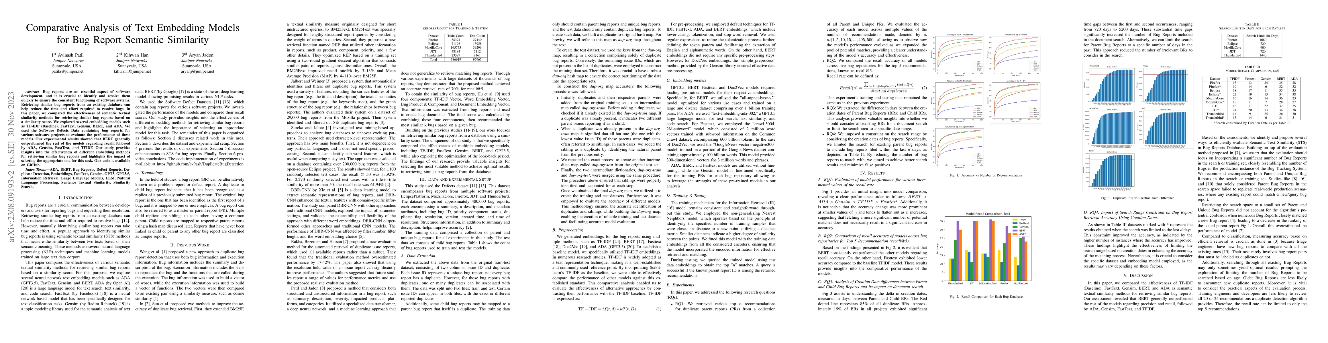 Thumbnail for A Comparative Study of Text Embedding Models for Semantic Text
  Similarity in Bug Reports