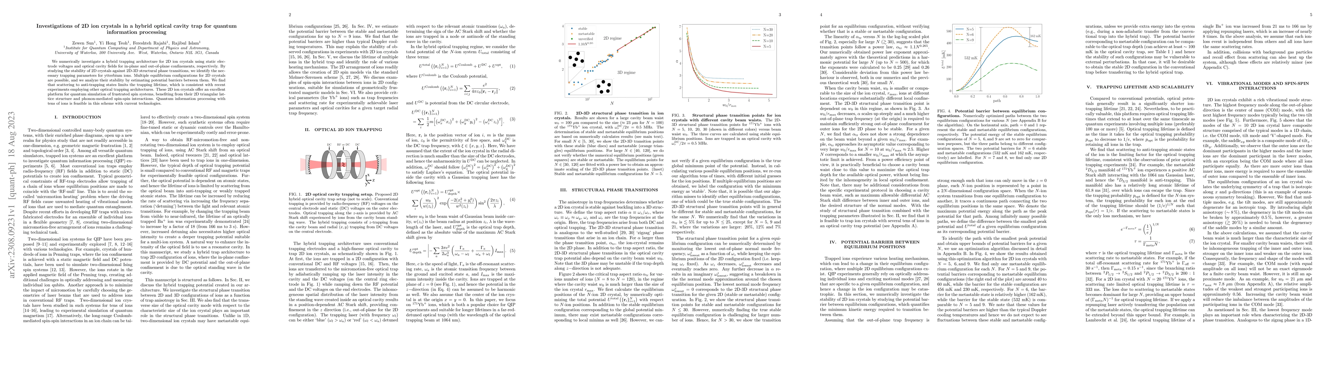 Thumbnail for Investigations of 2D ion crystals in a hybrid optical cavity trap for
  quantum information processing