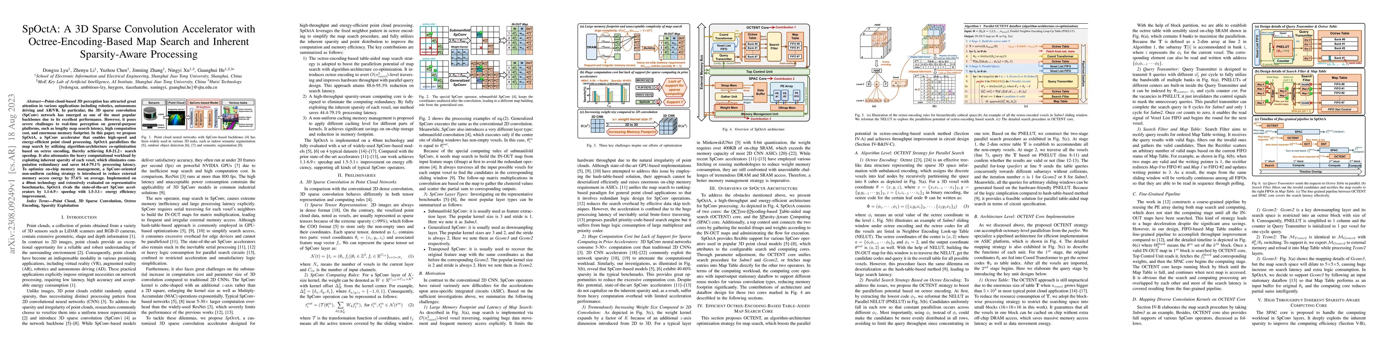 Thumbnail for SpOctA: A 3D Sparse Convolution Accelerator with Octree-Encoding-Based
  Map Search and Inherent Sparsity-Aware Processing