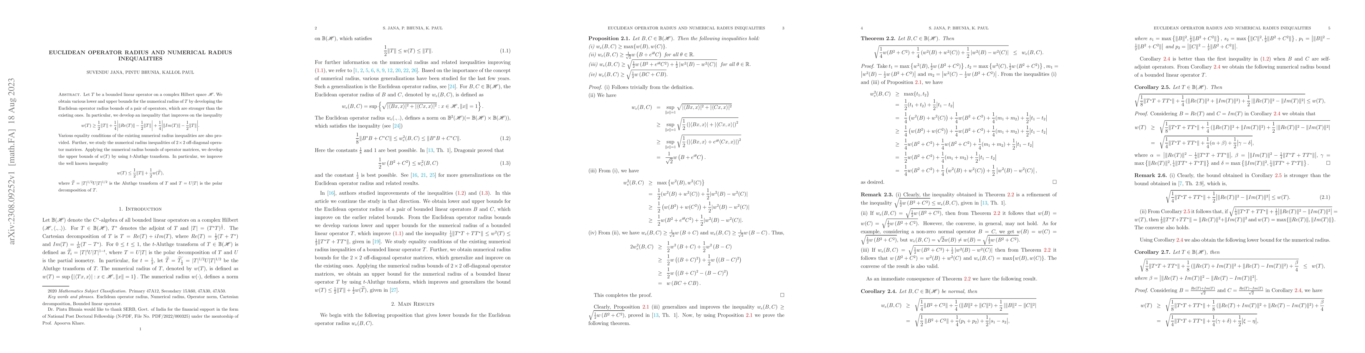 Thumbnail for Euclidean operator radius and numerical radius inequalities