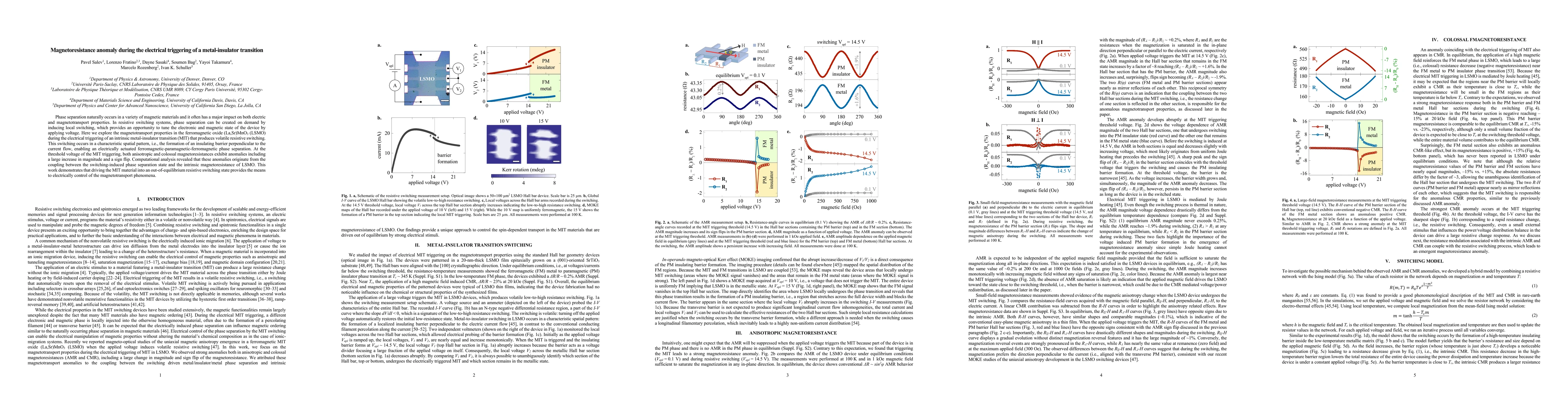 Thumbnail for Magnetoresistance anomaly during the electrical triggering of a
  metal-insulator transition