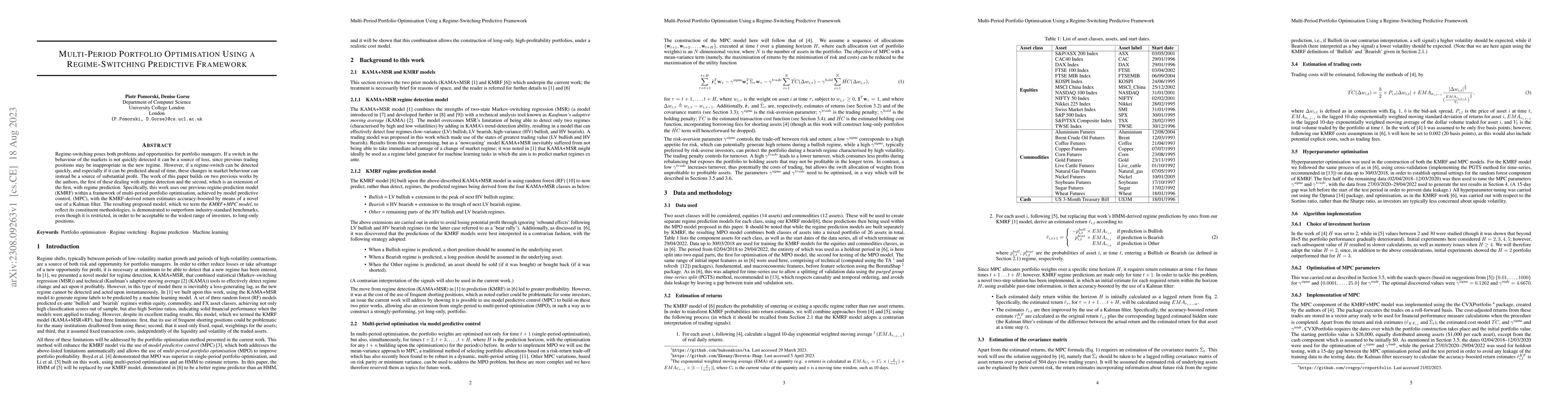 Thumbnail for Multi-Period Portfolio Optimisation Using a Regime-Switching Predictive
  Framework