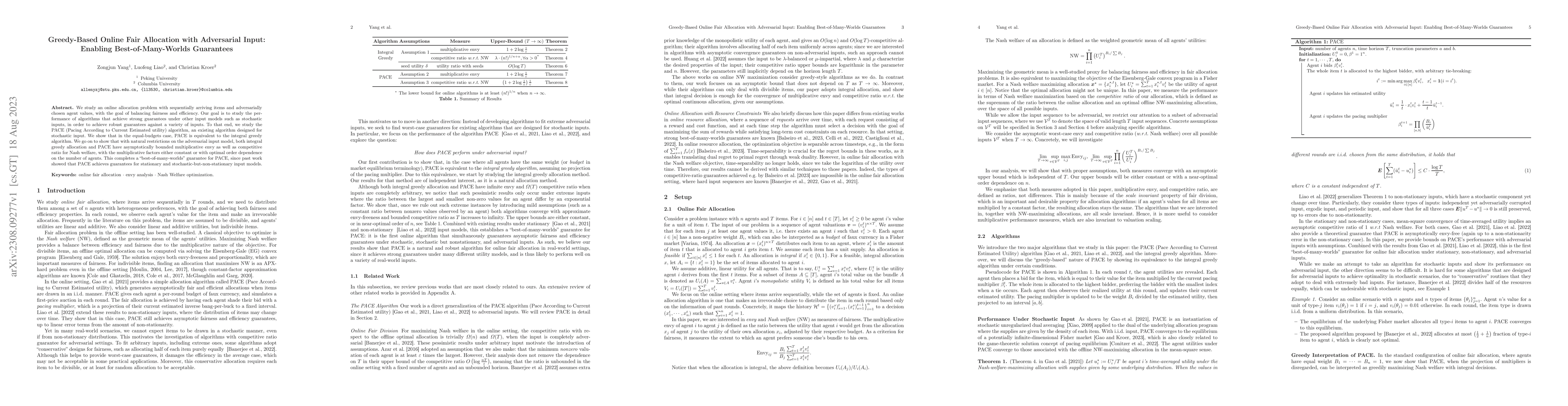 Thumbnail for Greedy-Based Online Fair Allocation with Adversarial Input: Enabling
  Best-of-Many-Worlds Guarantees