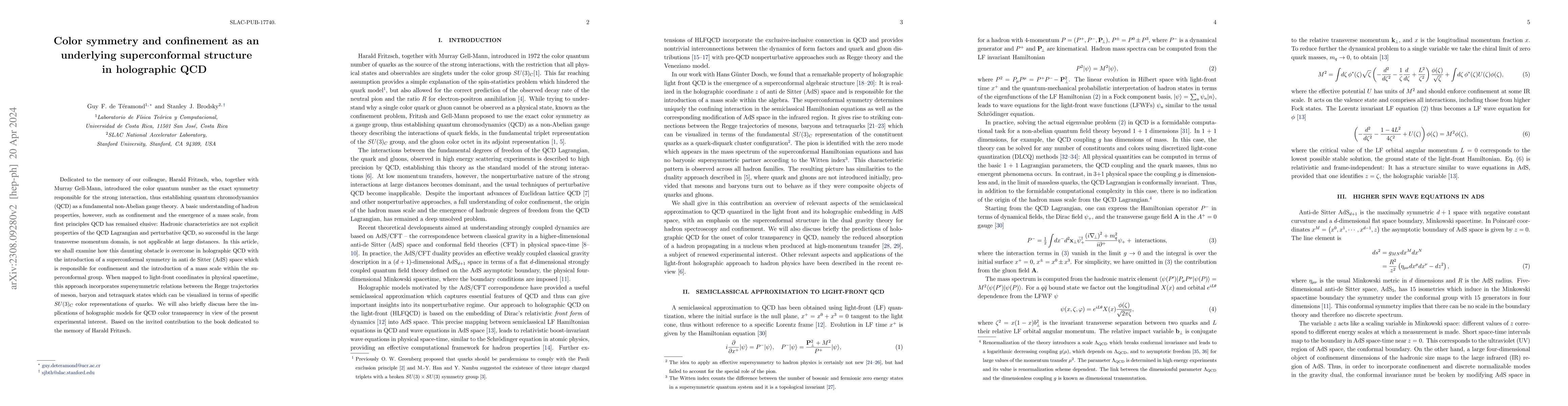 Thumbnail for Color symmetry and confinement as an underlying superconformal structure
  in holographic QCD