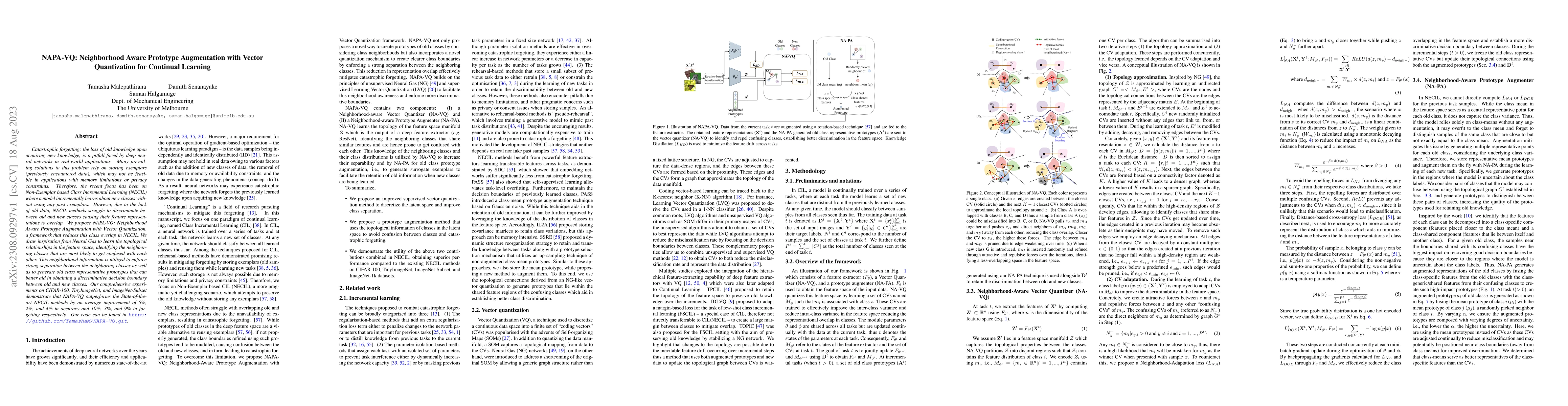 Thumbnail for NAPA-VQ: Neighborhood Aware Prototype Augmentation with Vector
  Quantization for Continual Learning