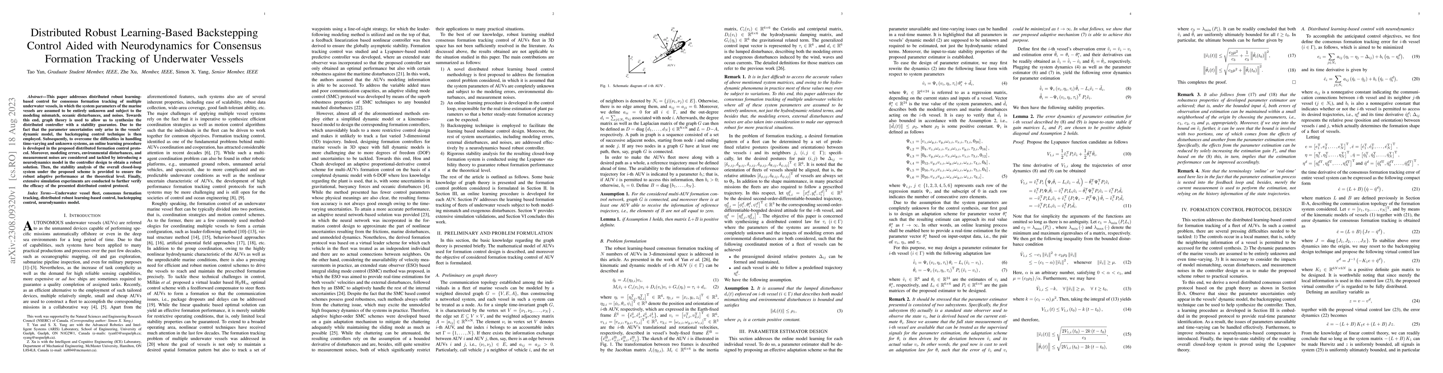 Thumbnail for Distributed Robust Learning-Based Backstepping Control Aided with
  Neurodynamics for Consensus Formation Tracking of Underwater Vessels