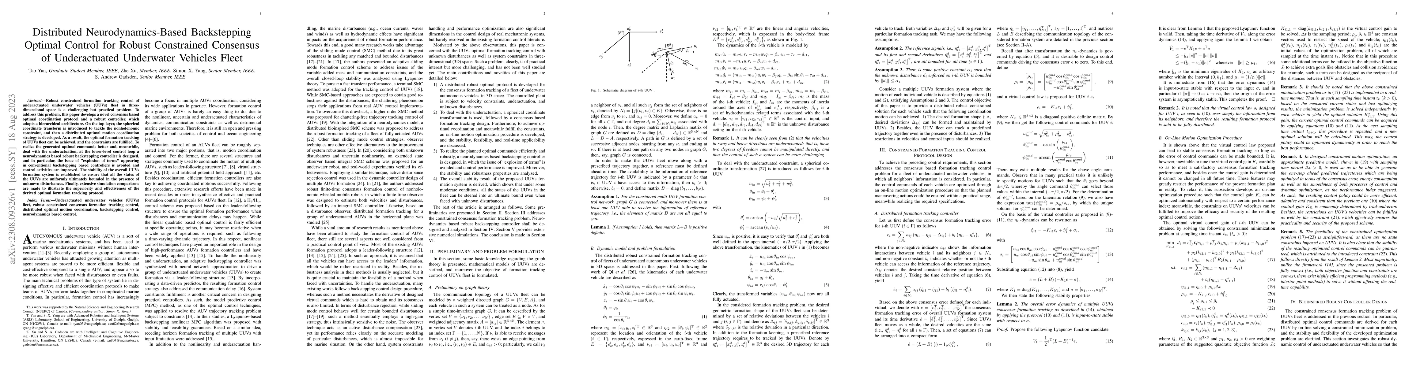 Thumbnail for Distributed Neurodynamics-Based Backstepping Optimal Control for Robust
  Constrained Consensus of Underactuated Underwater Vehicles Fleet