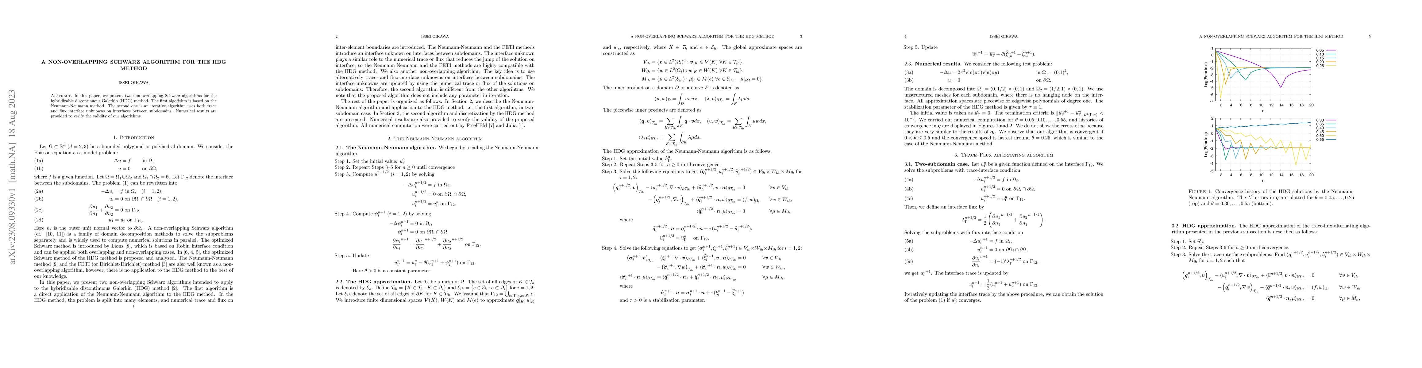 Thumbnail for A non-overlapping Schwarz algorithm for the HDG method