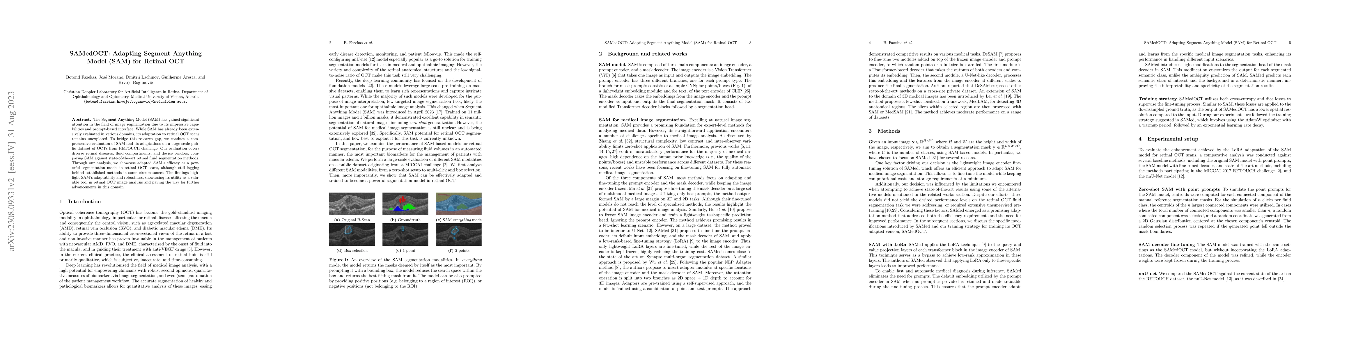 Thumbnail for SAMedOCT: Adapting Segment Anything Model (SAM) for Retinal OCT