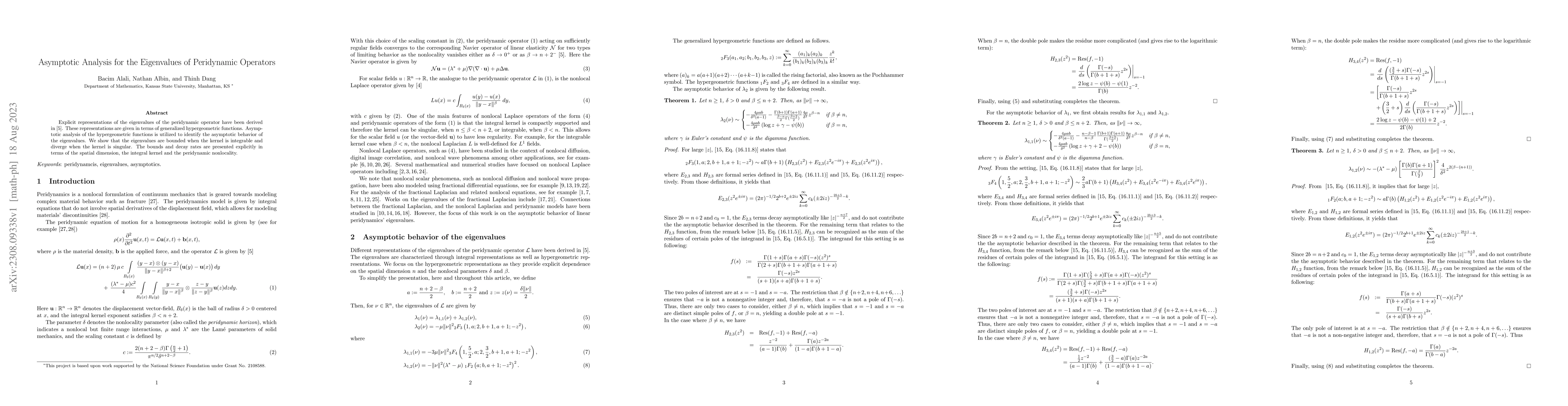 Thumbnail for Asymptotic Analysis for the Eigenvalues of Peridynamic Operators