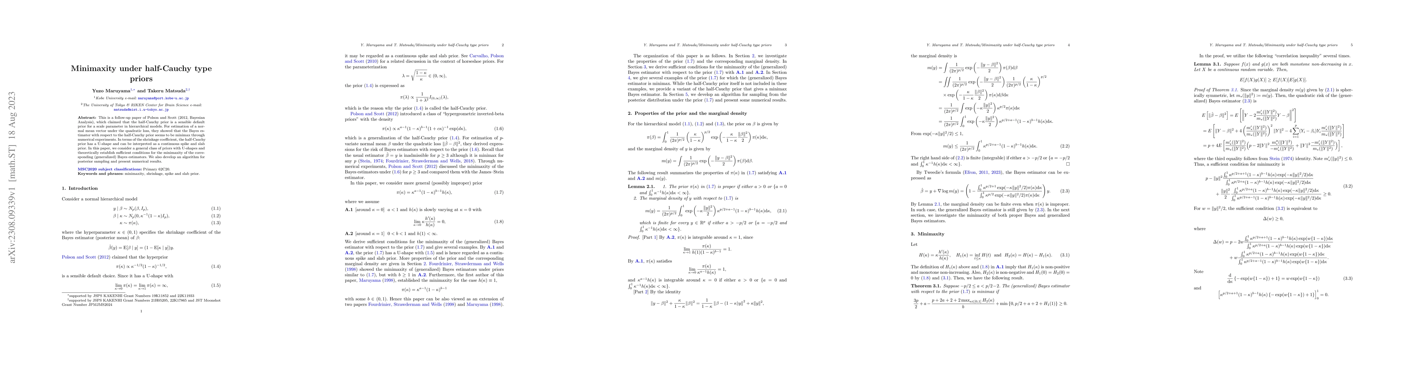 Thumbnail for Minimaxity under half-Cauchy type priors