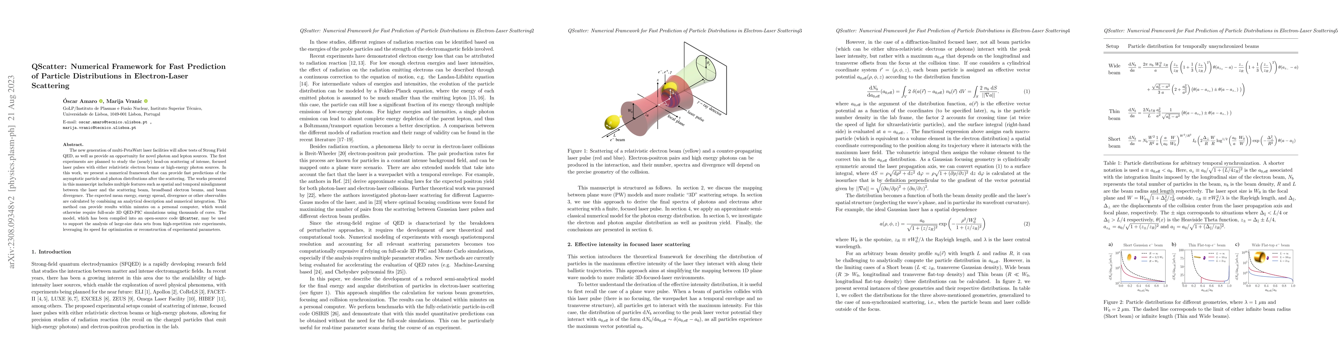 Thumbnail for QScatter: Numerical Framework for Fast Prediction of Particle
  Distributions in Electron-Laser Scattering