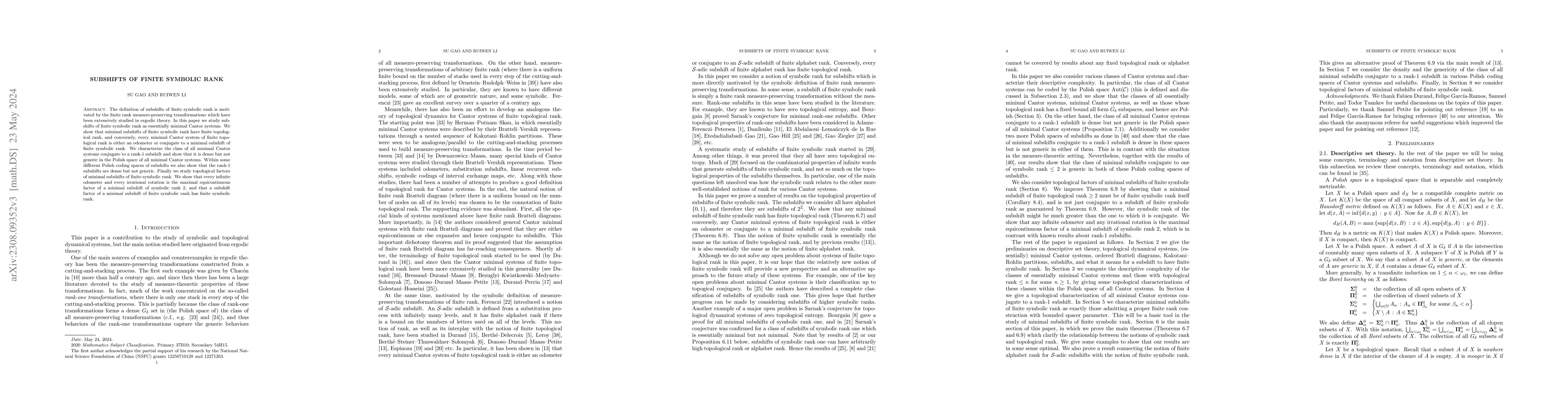 Thumbnail for Subshifts of finite symbolic rank