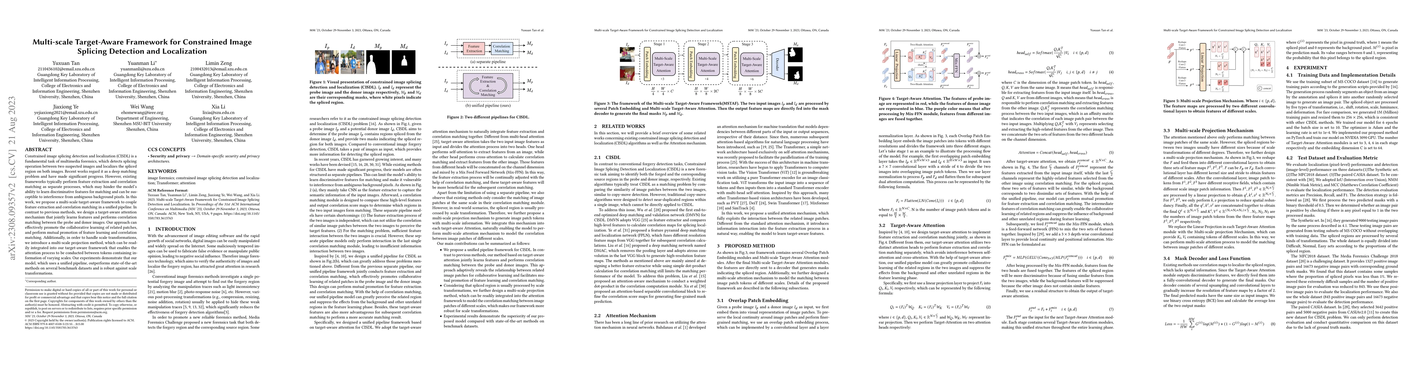 Thumbnail for Multi-scale Target-Aware Framework for Constrained Image Splicing
  Detection and Localization