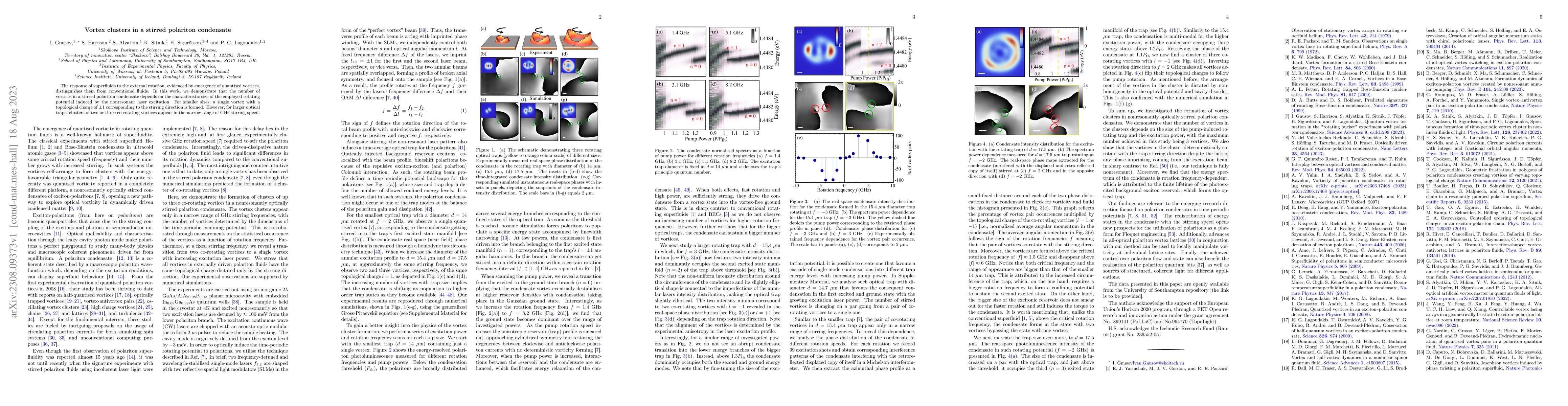 Thumbnail for Vortex clusters in a stirred polariton condensate