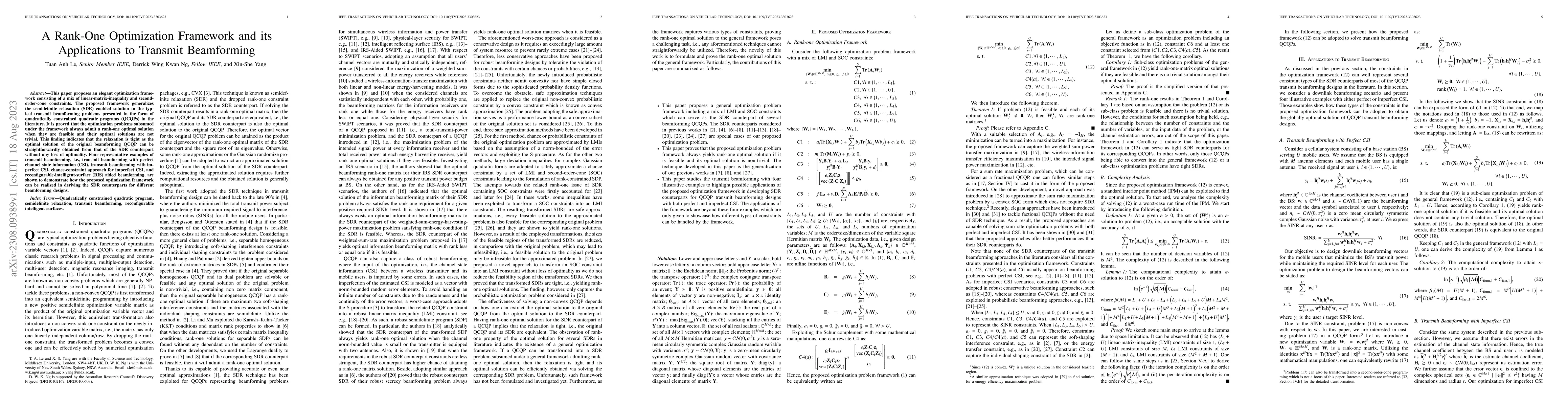 Thumbnail for A Rank-One Optimization Framework and Its Applications to Transmit
  Beamforming