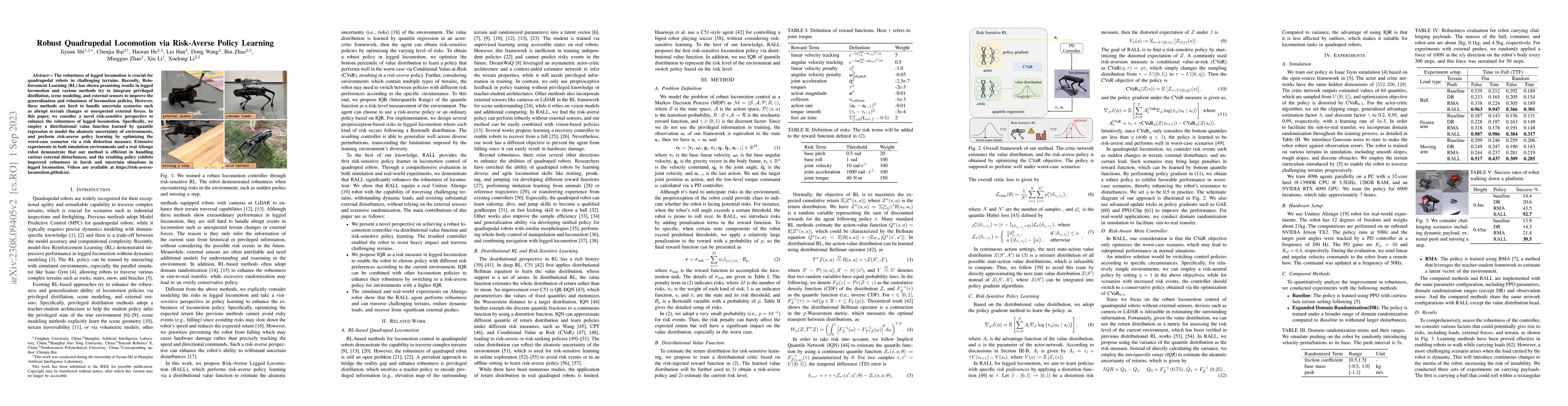 Thumbnail for Robust Quadrupedal Locomotion via Risk-Averse Policy Learning