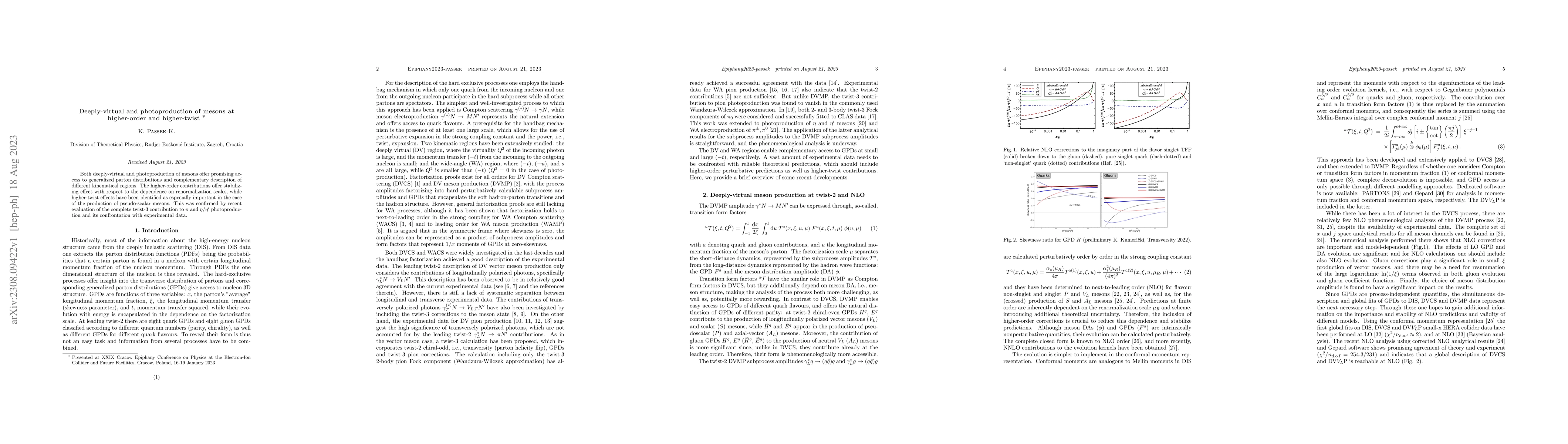 Thumbnail for Deeply-virtual and photoproduction of mesons at higher-order and
  higher-twist