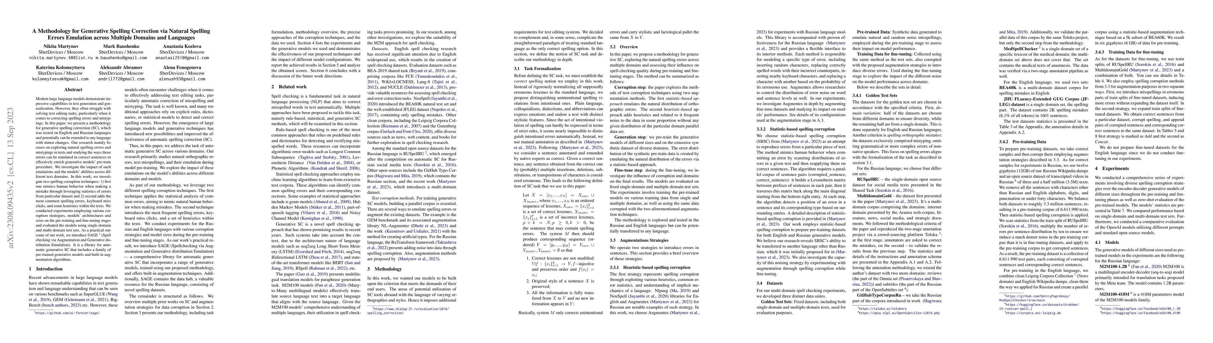 Thumbnail for A Methodology for Generative Spelling Correction via Natural Spelling
  Errors Emulation across Multiple Domains and Languages