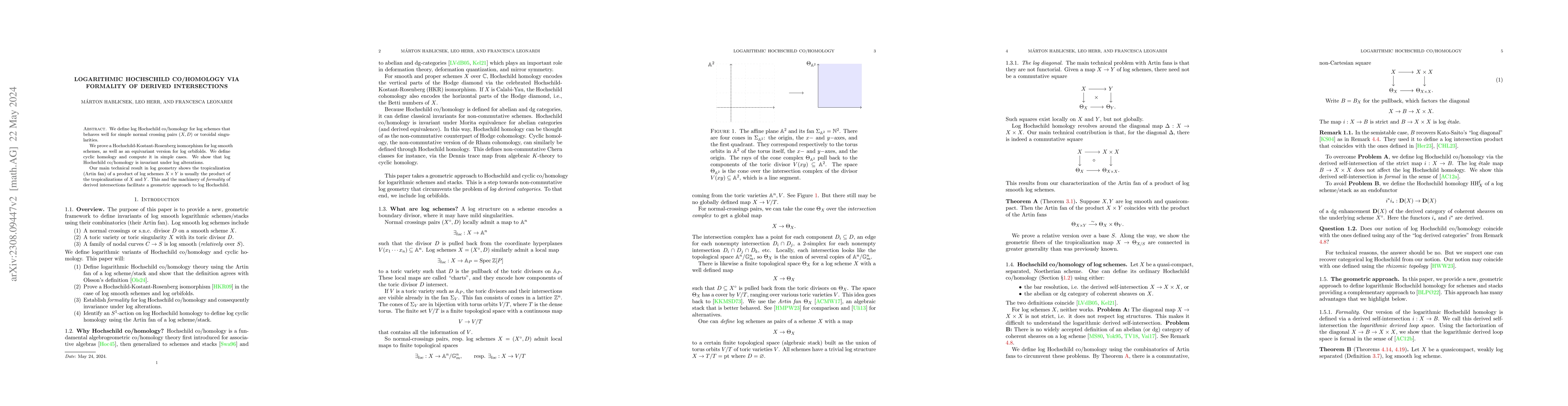 Thumbnail for Logarithmic Hochschild co/homology via formality of derived
  intersections
