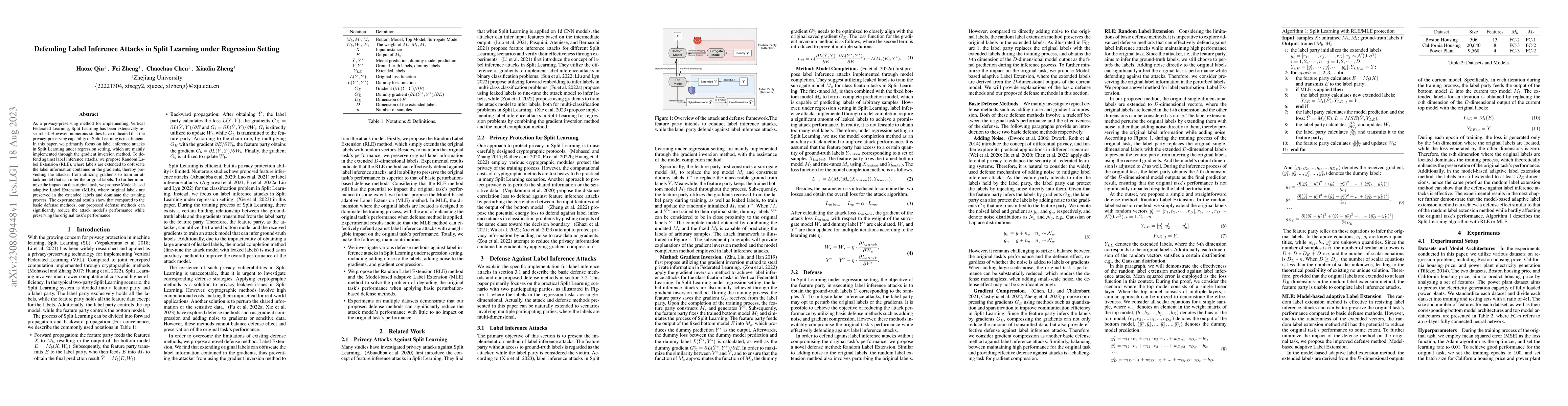 Thumbnail for Defending Label Inference Attacks in Split Learning under Regression
  Setting