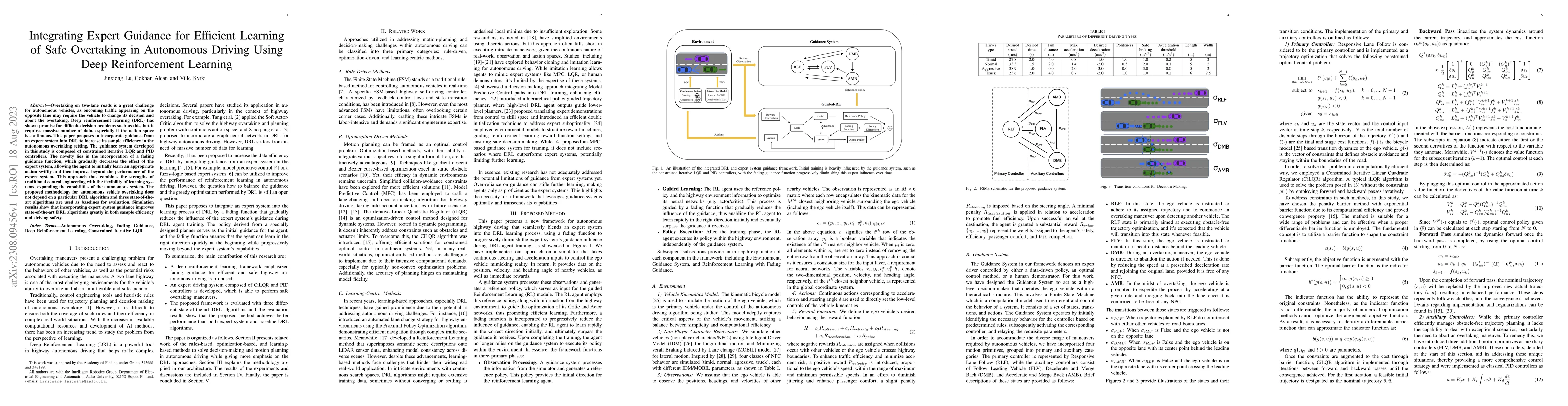 Thumbnail for Integrating Expert Guidance for Efficient Learning of Safe Overtaking in
  Autonomous Driving Using Deep Reinforcement Learning