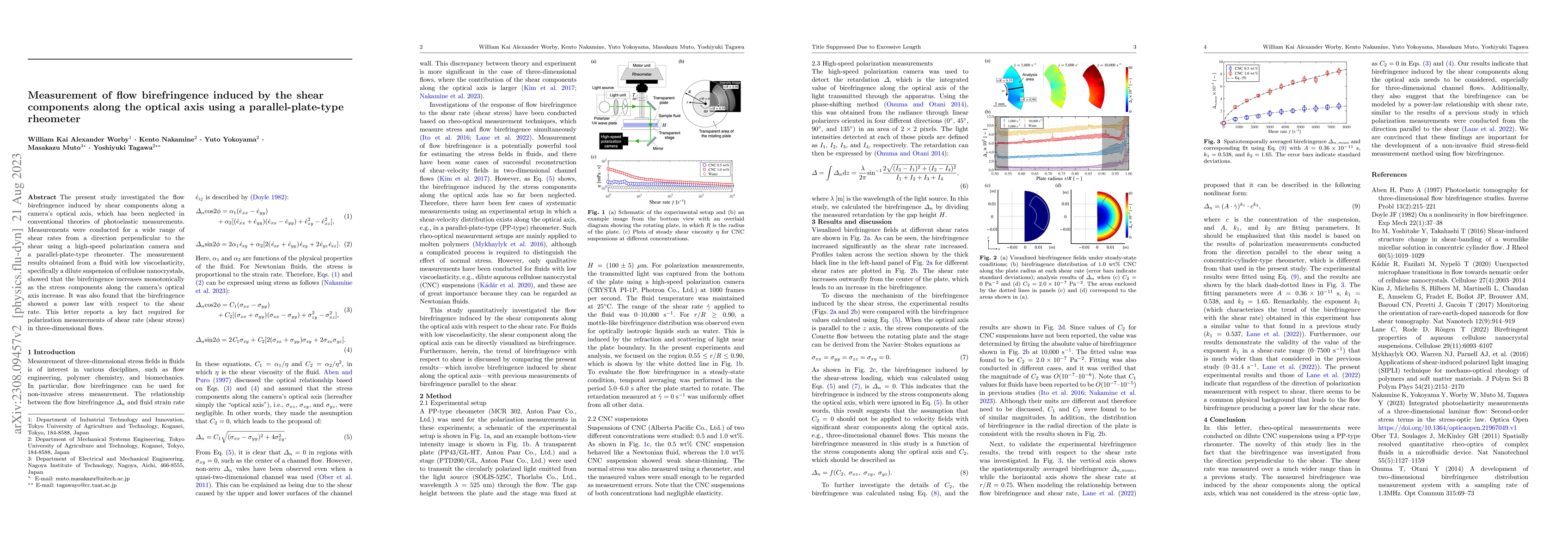 Thumbnail for Measurement of flow birefringence induced by the shear components along
  the optical axis using a parallel-plate-type rheometer