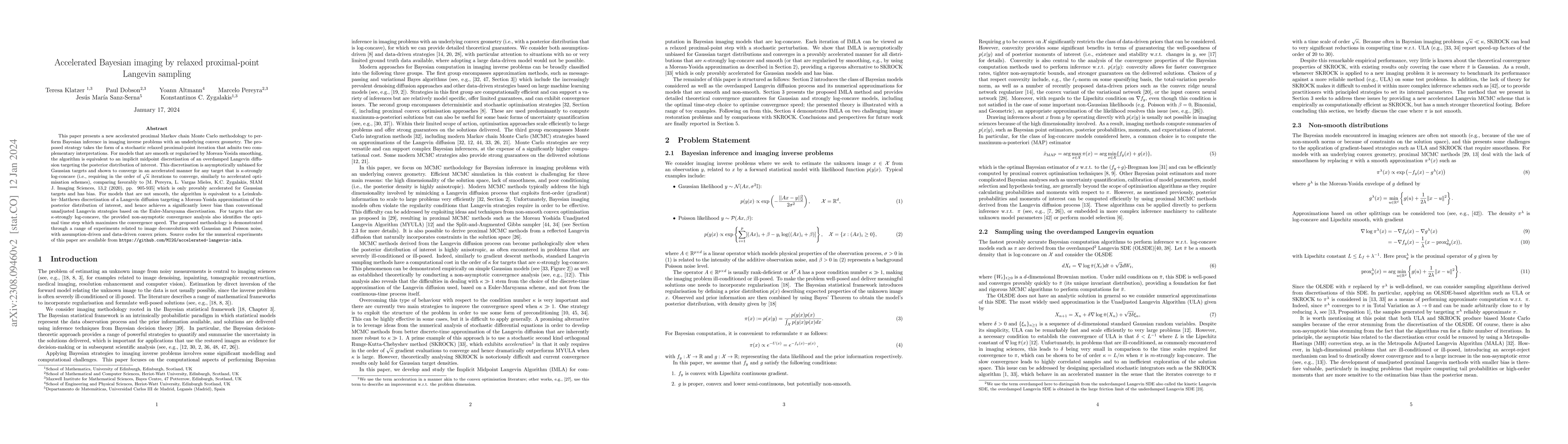 Thumbnail for Accelerated Bayesian imaging by relaxed proximal-point Langevin sampling