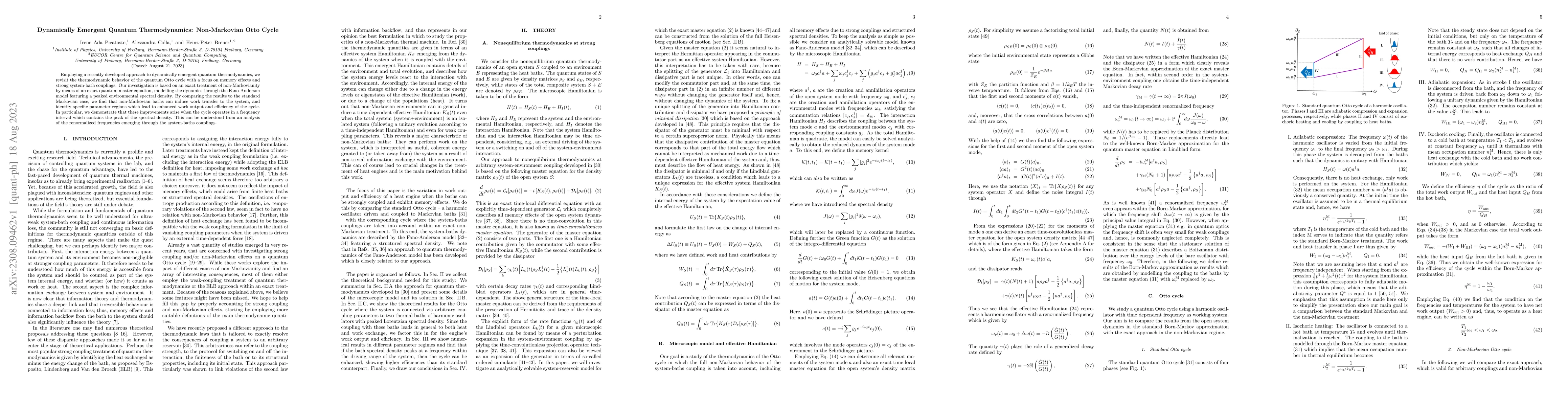 Thumbnail for Dynamically Emergent Quantum Thermodynamics: Non-Markovian Otto Cycle