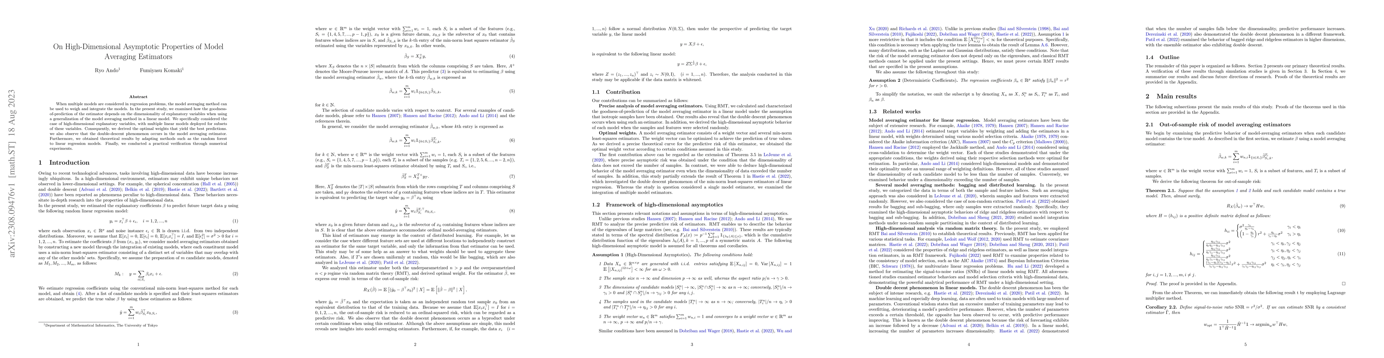 Thumbnail for On High-Dimensional Asymptotic Properties of Model Averaging Estimators
