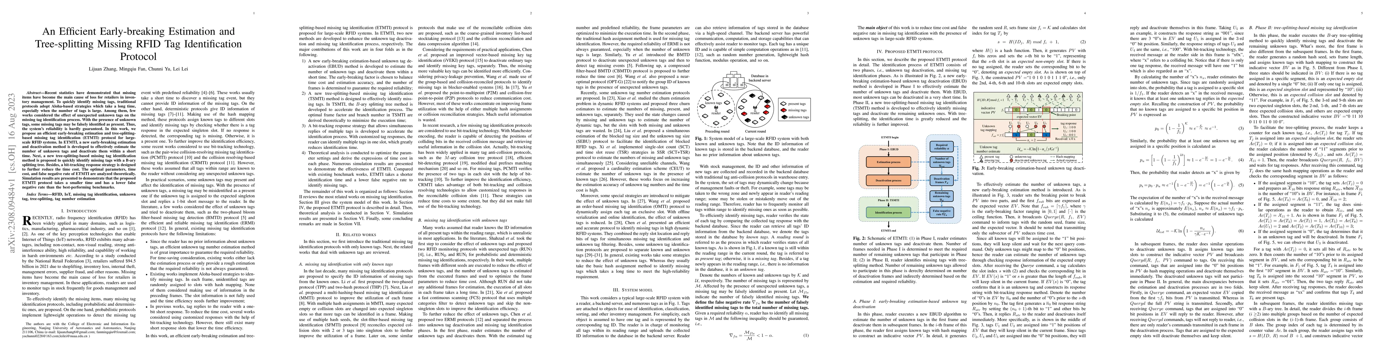 Thumbnail for An Efficient Early-breaking Estimation and Tree-splitting Missing RFID
  Tag Identification Protocol