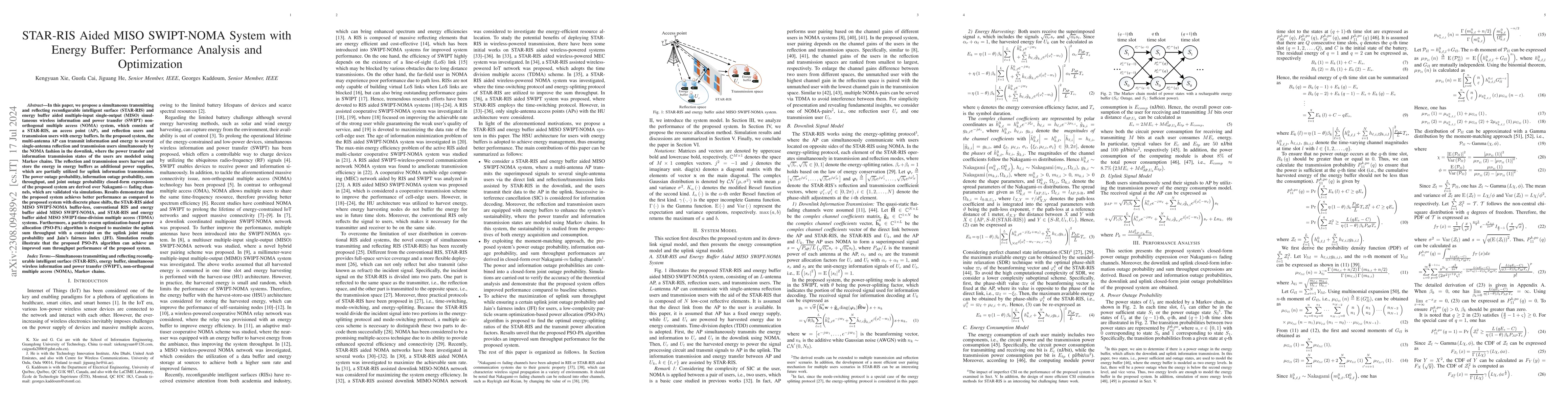 Thumbnail for STAR-RIS Aided MISO SWIPT-NOMA System with Energy Buffer: Performance
  Analysis and Optimization