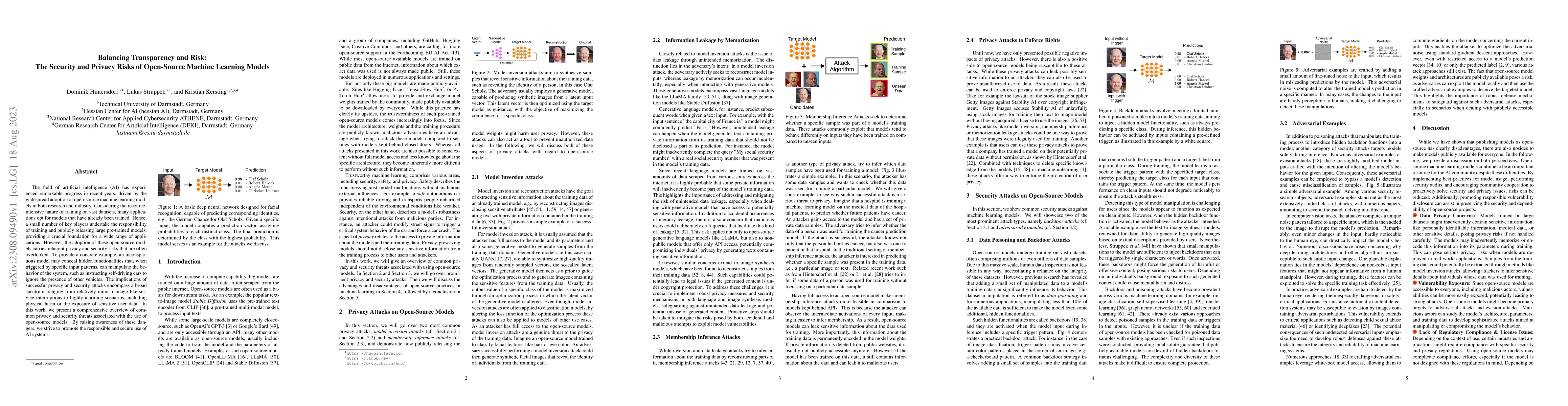 Thumbnail for Balancing Transparency and Risk: The Security and Privacy Risks of
  Open-Source Machine Learning Models