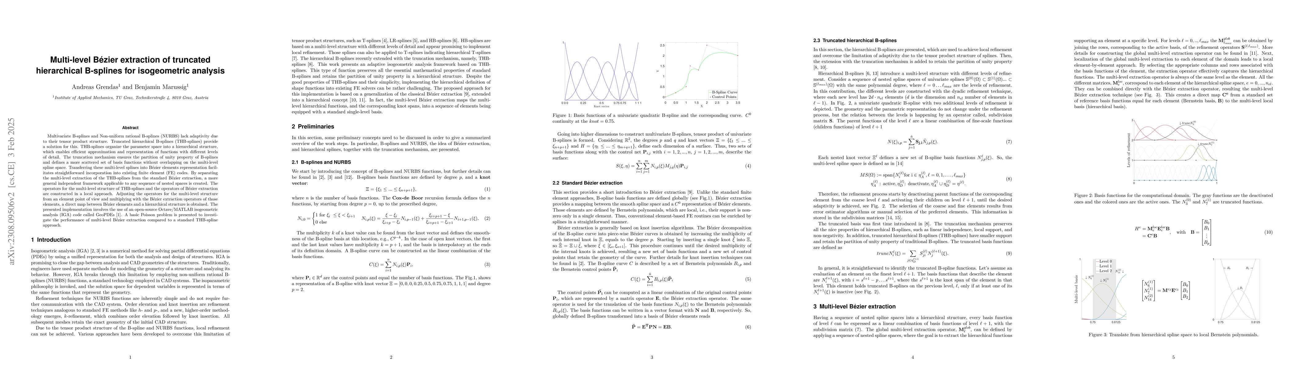 Thumbnail for Multi-level B\'ezier extraction of truncated hierarchical B-splines for
  isogeometric analysis