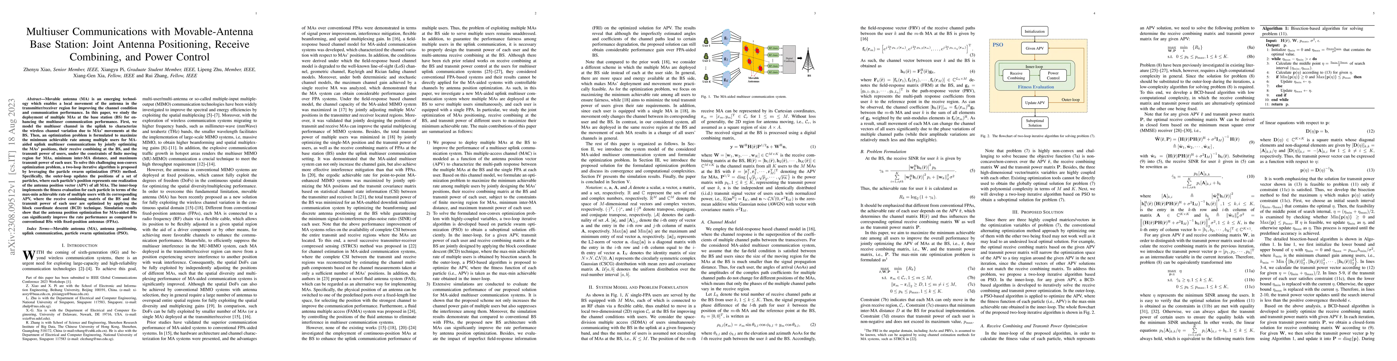 Thumbnail for Multiuser Communications with Movable-Antenna Base Station: Joint
  Antenna Positioning, Receive Combining, and Power Control