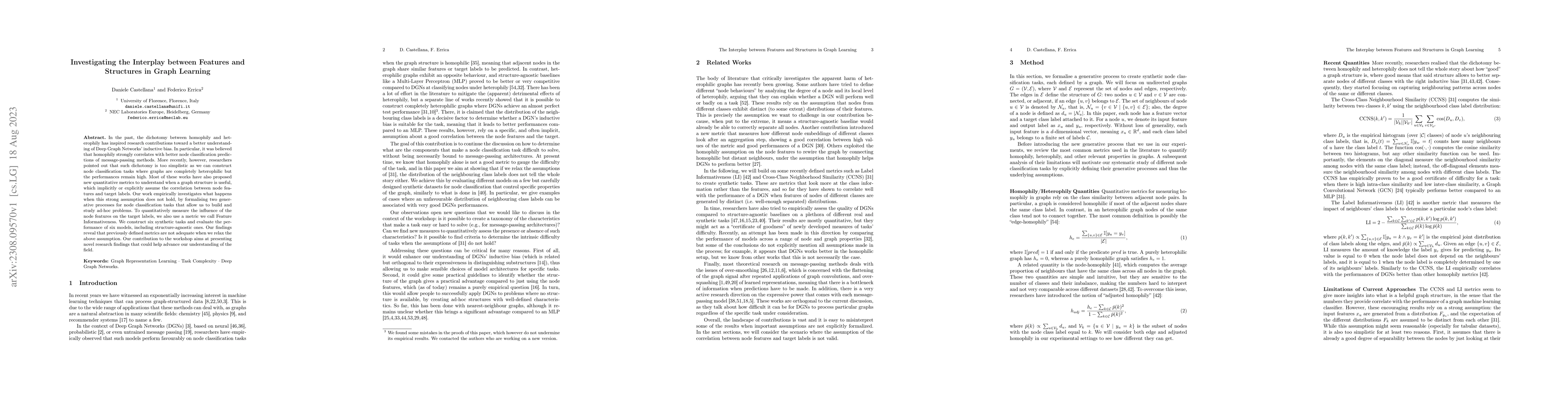Thumbnail for Investigating the Interplay between Features and Structures in Graph
  Learning