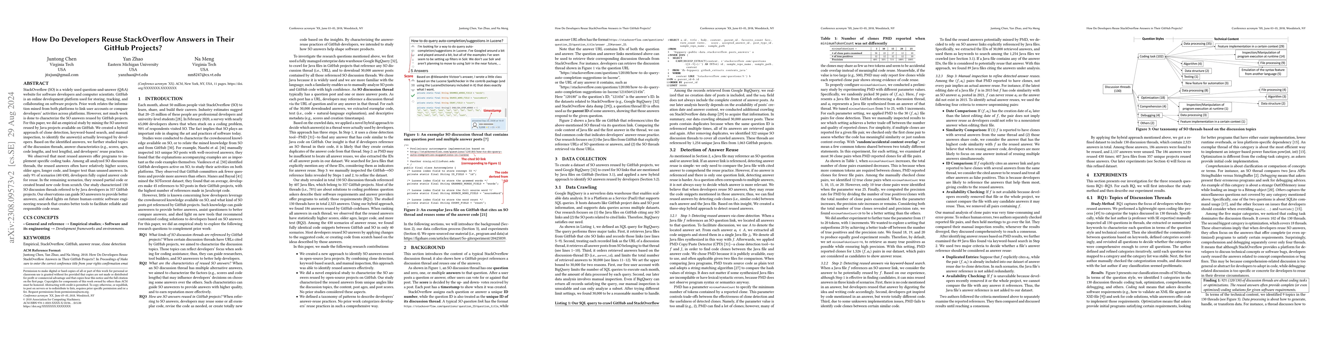 Thumbnail for How Do Java Developers Reuse StackOverflow Answers in Their GitHub
  Projects?