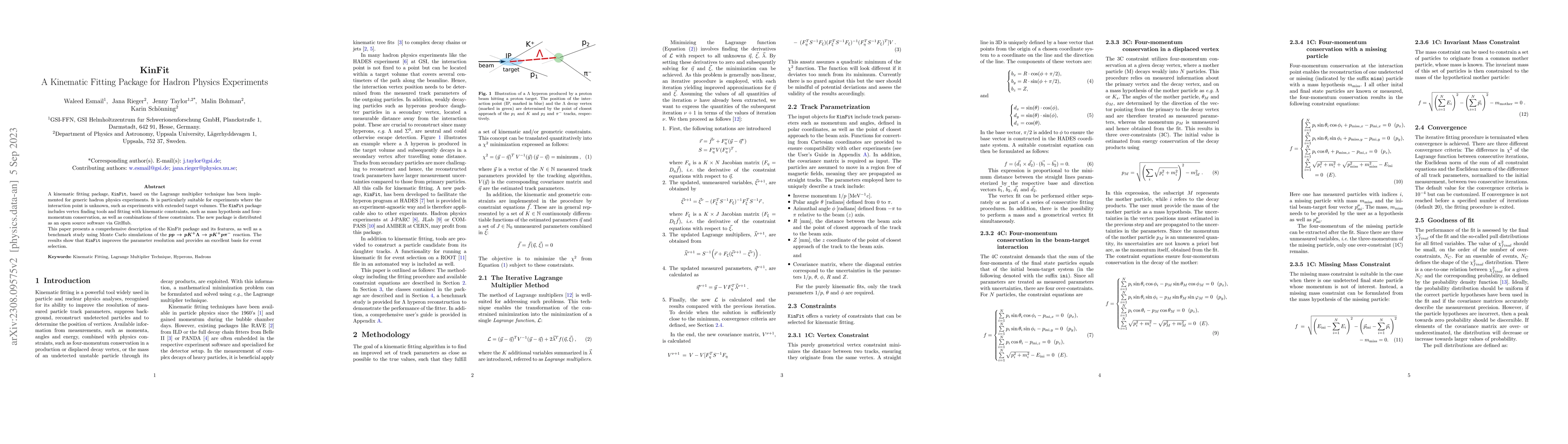 Thumbnail for KinFit -- A Kinematic Fitting Package for Hadron Physics Experiments