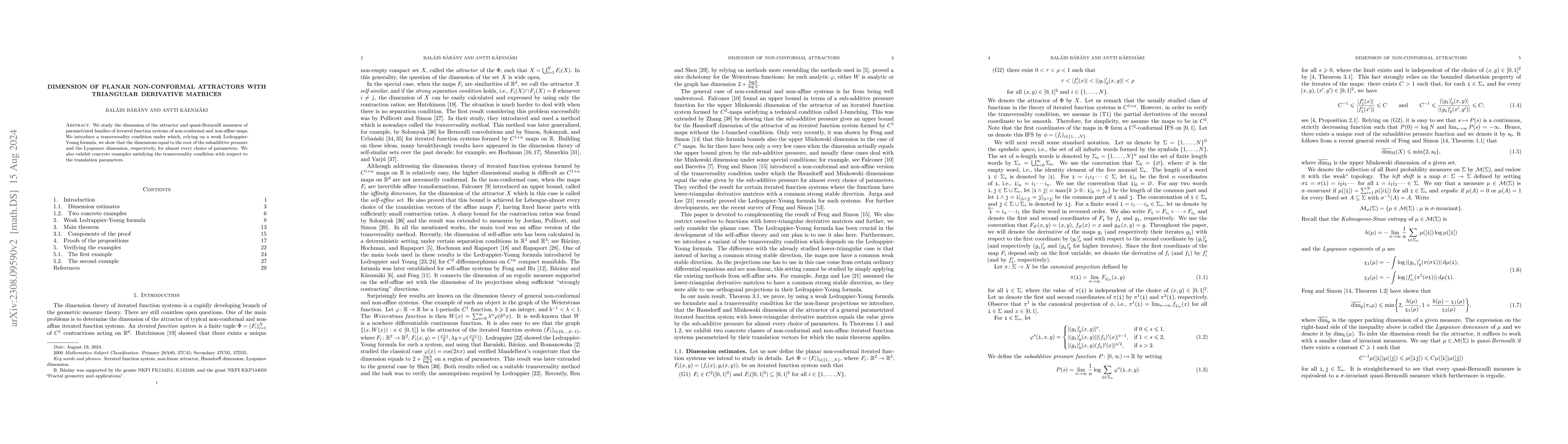 Thumbnail for Dimension of planar non-conformal attractors with triangular derivative
  matrices