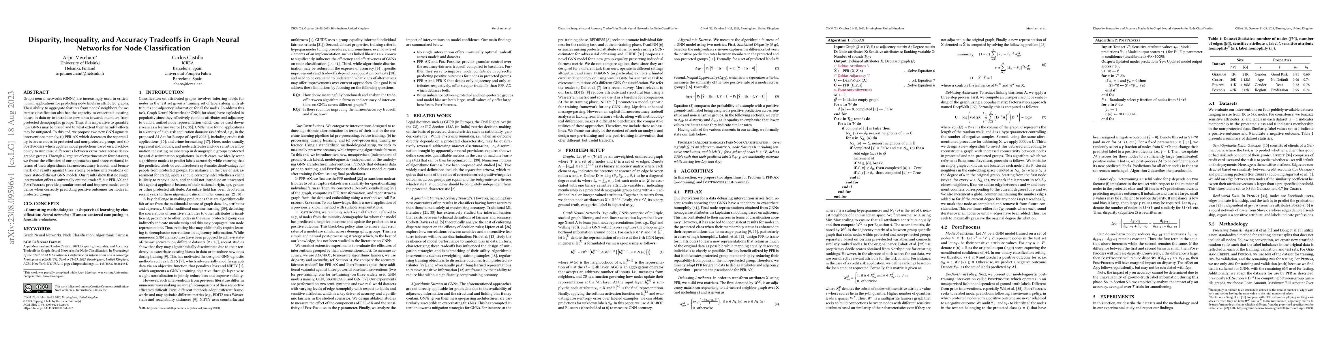 Thumbnail for Disparity, Inequality, and Accuracy Tradeoffs in Graph Neural Networks
  for Node Classification