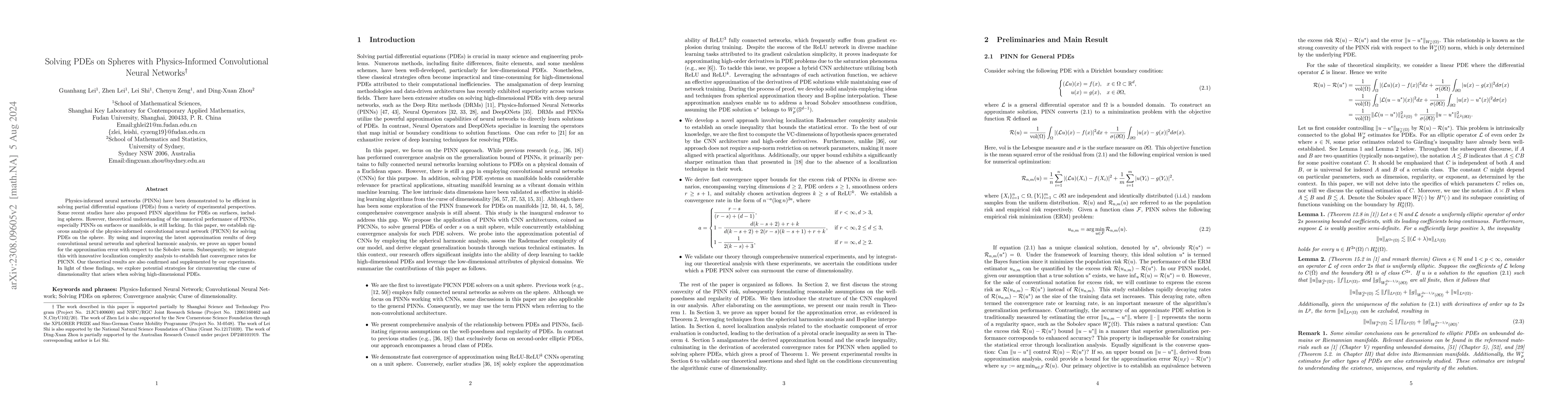 Thumbnail for Solving PDEs on Spheres with Physics-Informed Convolutional Neural
  Networks