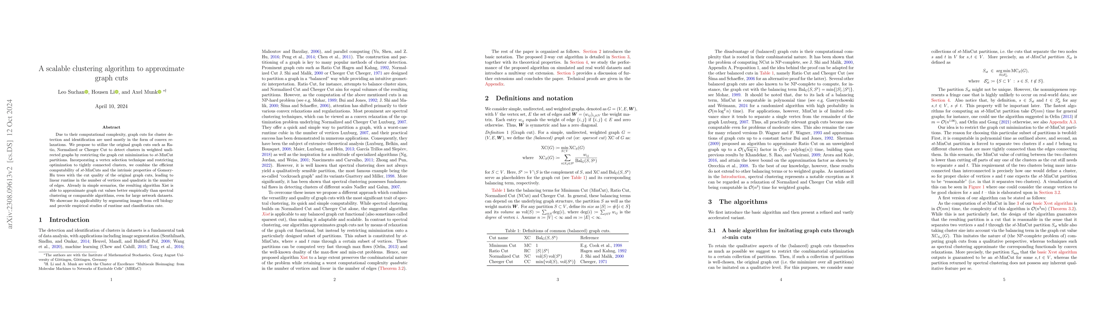 Thumbnail for A scalable clustering algorithm to approximate graph cuts