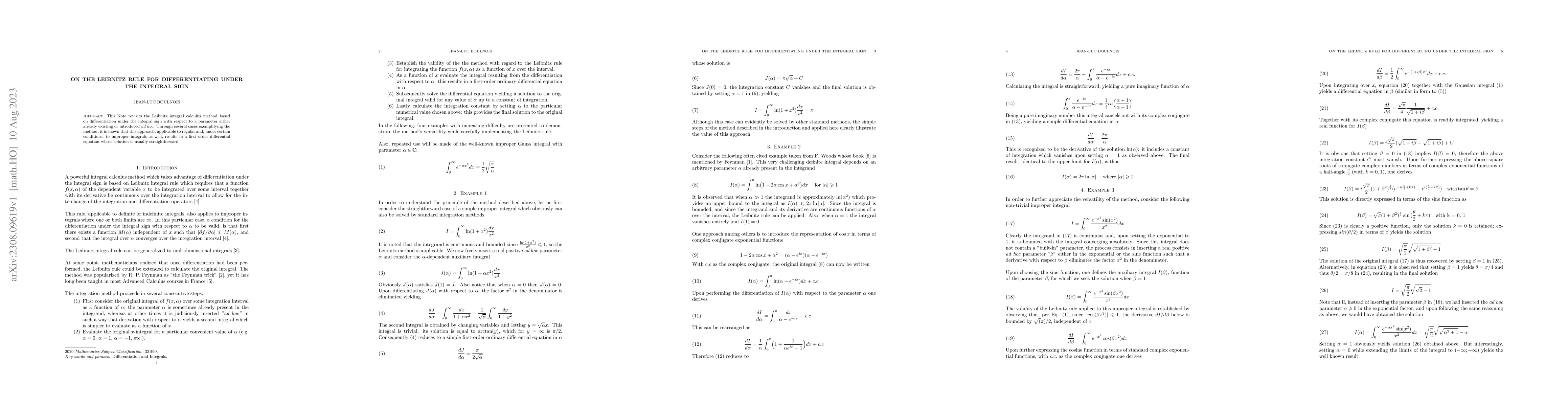 Thumbnail for On the Leibnitz Rule for Differentiating Under the Integral Sign