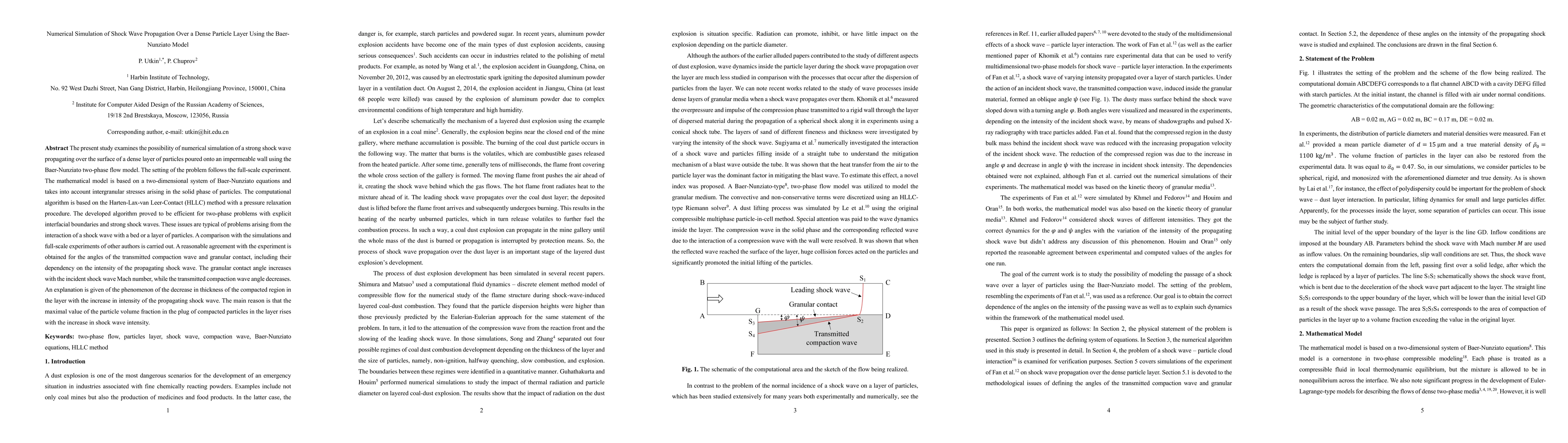 Thumbnail for Numerical Simulation of Shock Wave Propagation Over a Dense Particle
  Layer Using the Baer-Nunziato Model