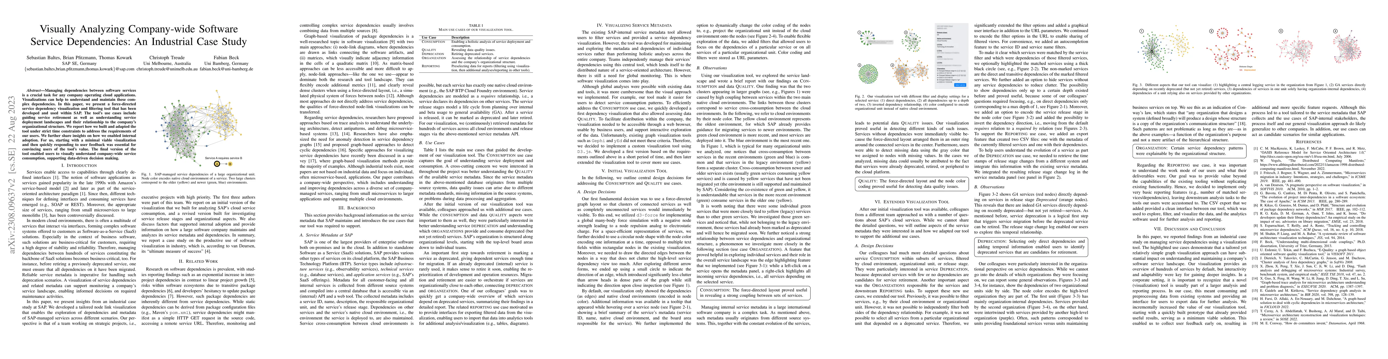 Thumbnail for Visually Analyzing Company-wide Software Service Dependencies: An
  Industrial Case Study