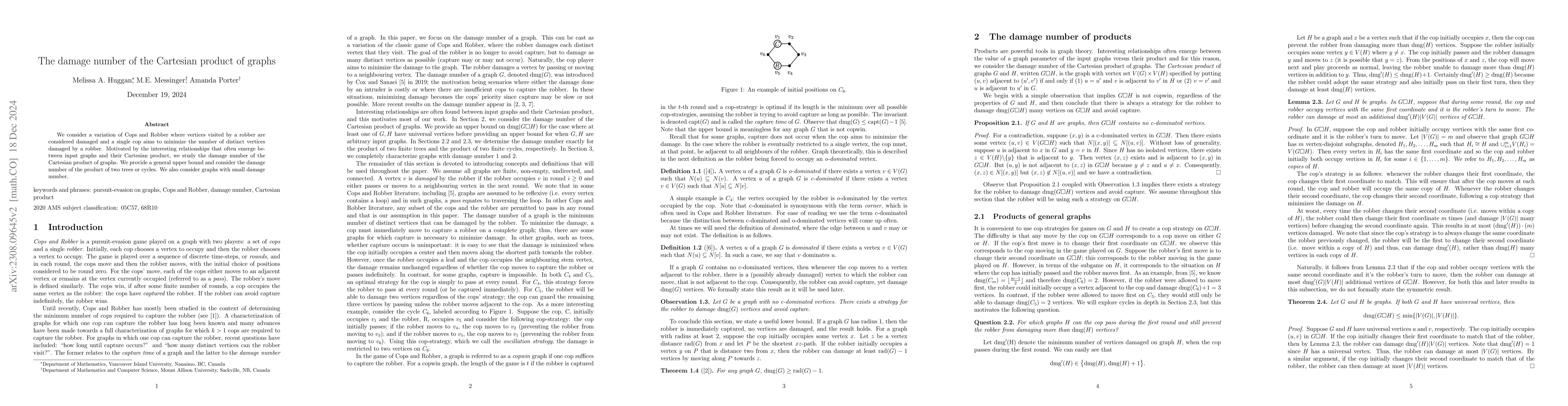 Thumbnail for The damage number of the Cartesian product of graphs