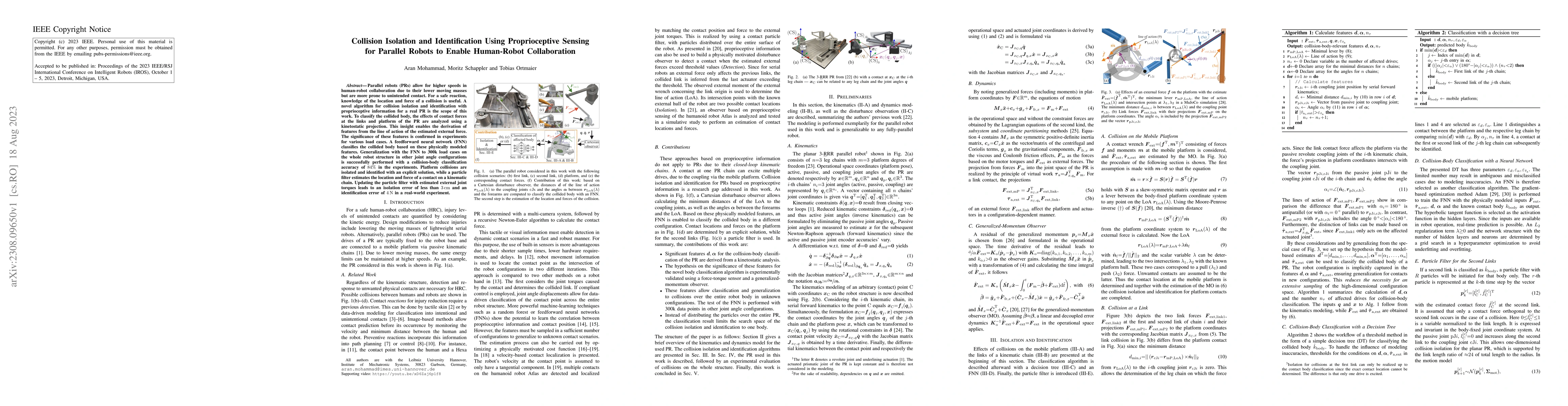 Thumbnail for Collision Isolation and Identification Using Proprioceptive Sensing for
  Parallel Robots to Enable Human-Robot Collaboration